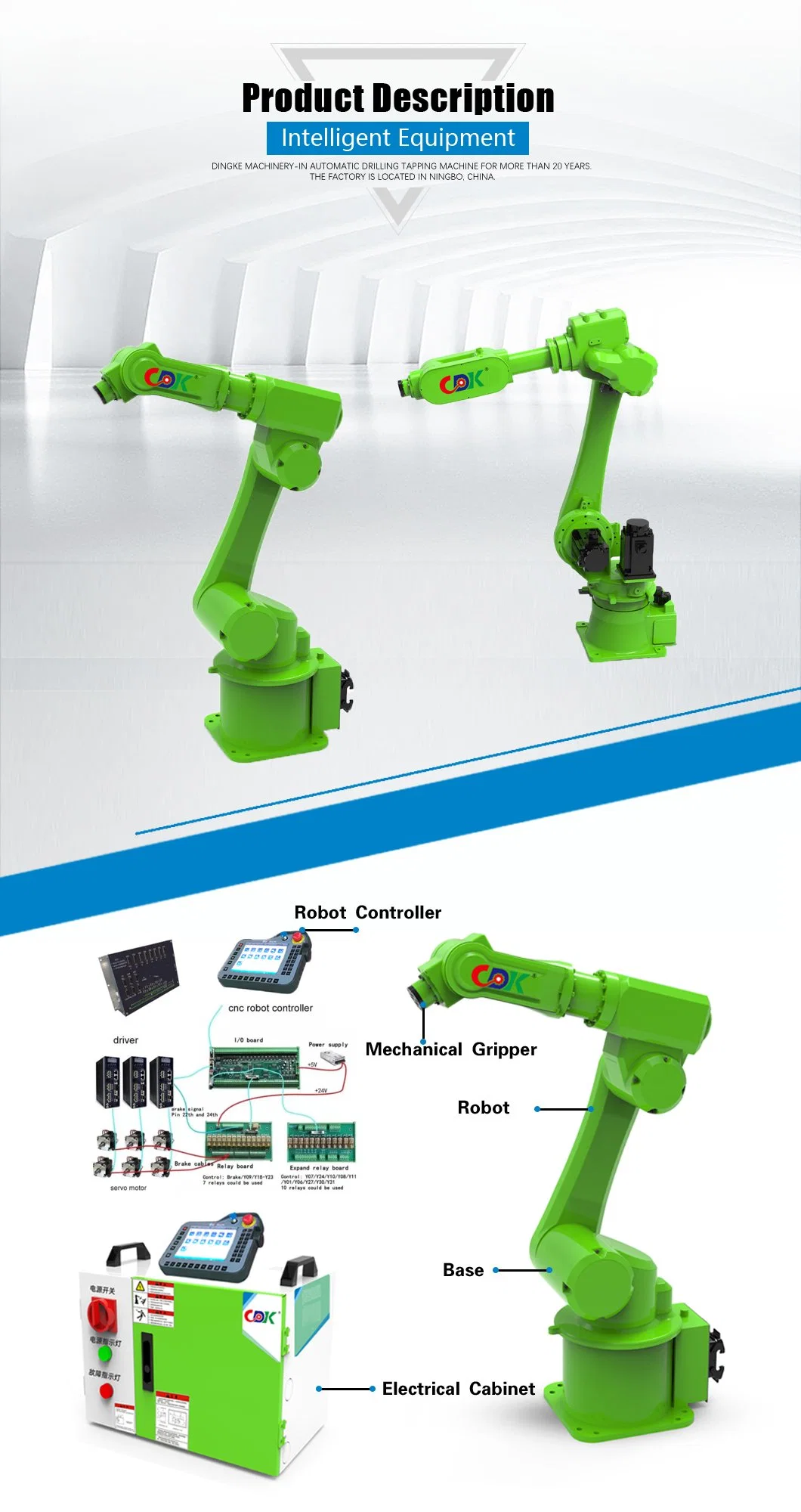 Light Weight Mechanical Arm Payload 2kg Handling Robot 6 Axis Robot Arm